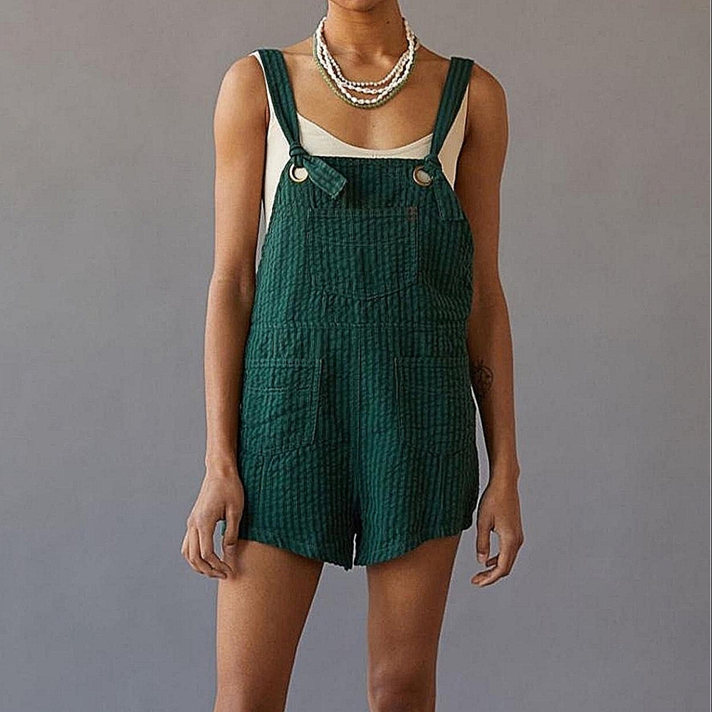 BDG Urban Outfitters Sadie Linen Blend Dungarees Playsuit